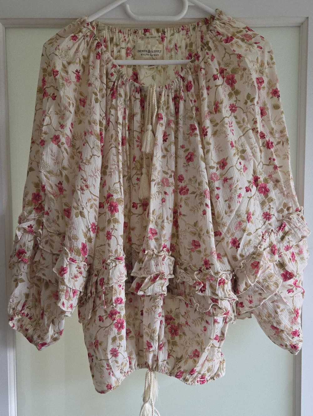 Ralph Lauren Cream Tunic with Pink Floral Print